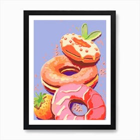 Colourful Donuts Illustration 2 Art Print