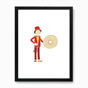 Shortbread Ringmaster Man, Fun Circus Animal, Cake, Biscuit, Sweet Treat Print, Portrait Art Print