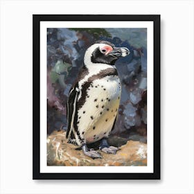 African Penguin Santiago Island Oil Painting 3 Art Print