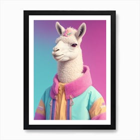 Llama Wearing Jacket Art Print