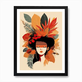 Bloom Body Woman Portrait Orange Tones 8 Art Print