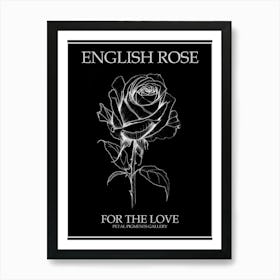 English Rose Black And White Line Drawing 7 Poster Inverted Art Print