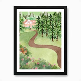 Path Through The Woods Garden Illustration Art Print