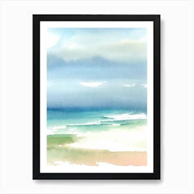 Polzeath Beach 2, Cornwall Watercolour Art Print