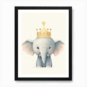 Little Elephant 2 Wearing A Crown Art Print