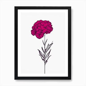 Carnation Floral Minimal Line Drawing 5 Flower Art Print