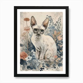 Devon Rex Cat Japanese Illustration 3 Art Print