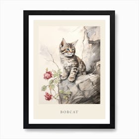 Beatrix Potter Inspired  Animal Watercolour Bobcat 2 Art Print