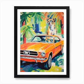 Ford Mustang Vintage Car With A Dog, Matisse Style Painting 1 Art Print