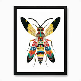 Colourful Insect Illustration Wasp 5 Art Print