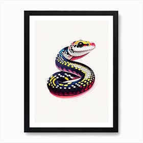 Speckled Kingsnake Tattoo Style Art Print