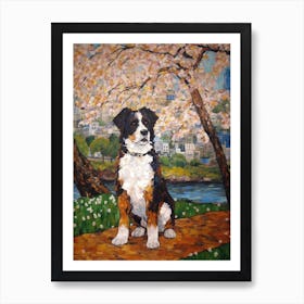 Painting Of A Dog In Brooklyn Botanic Garden, Usa In The Style Of Gustav Klimt 01 Art Print