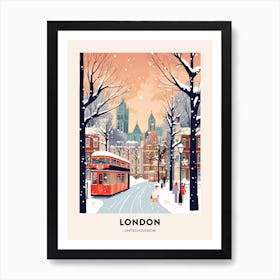Vintage Winter Travel Poster London United Kingdom 7 Art Print