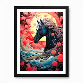 Horse In The Sea Art Print