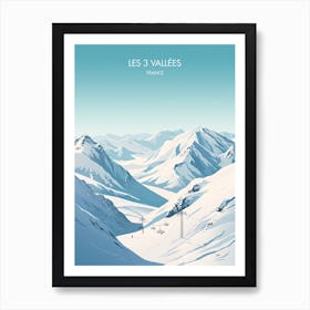 Poster Of Les 3 Vallees   France, Ski Resort Illustration 2 Art Print