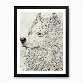 Dog In The Wind Line Sketch 2 Art Print