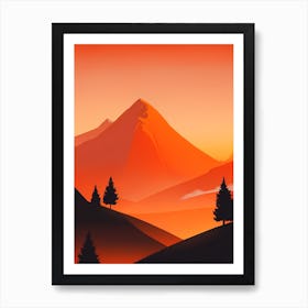 Misty Mountains Vertical Composition In Orange Tone 308 Art Print