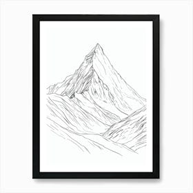 Alpamayo Peru Line Drawing 8 Art Print