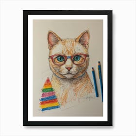 Cat With Glasses 6 Art Print