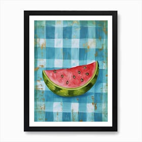 Watermelon Blue Checkerboard 4 Art Print