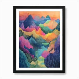 Colourful Mountain Illustration Poster Art Print 5 Art Print