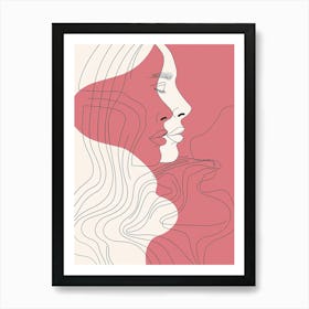 Abstract Portrait Series Pink And White 7 Art Print