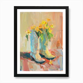 Cowboy Boots And Wildflowers Cowslip Art Print