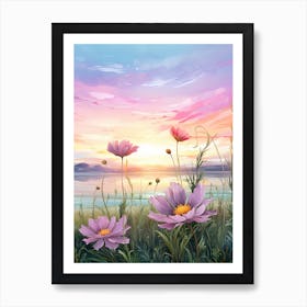 Cosmos Wilflower At Sunset In South Western Style 2 Art Print