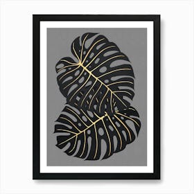 Black and gold leaves 1 Art Print