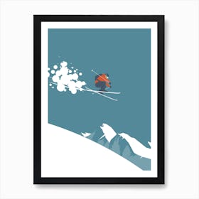 Flying skier Art Print
