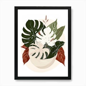 Tropical Leaves In A Bowl Art Print