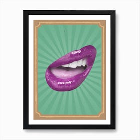 Vintage Mouth Purple Lips Art Print