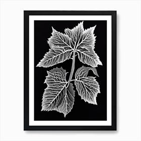 Blackcurrant Leaf Linocut Art Print