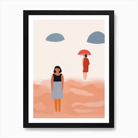 At The Beach Tiny People Illustration 1 Art Print