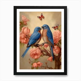 Valentines Lovebirds Kitsch 4 Art Print