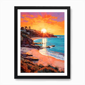 Sunkissed Painting Of Coogee Beach Australia 1 Art Print