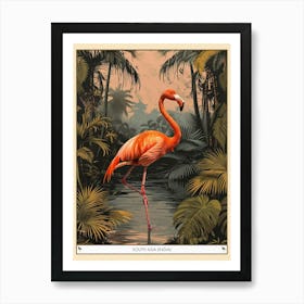 Greater Flamingo South Asia India Tropical Illustration 2 Poster Art Print