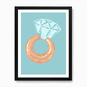 Engagement Ring with blue background wallart printable Art Print