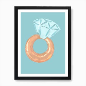 Engagement Ring with blue background wallart printable Poster