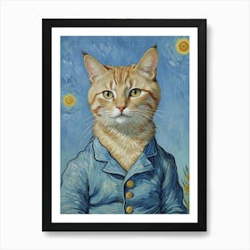 Cat In Starry Sky Art Print