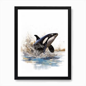 Realistic Orca Whale Painting Splash Art Print