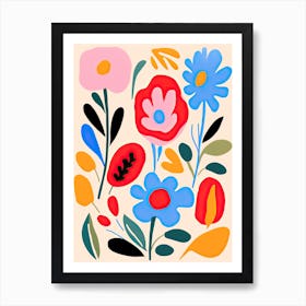 Petal Palette Waltz; Matisse Inspired Flower Market Delight Art Print