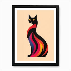 Cat Minimalist Abstract 4 Art Print