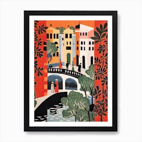 Ponte Santa Trinita, Florence Italy Colourful 3 Art Print