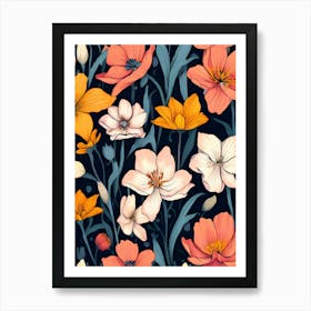 Floral Seamless Pattern 6 Art Print