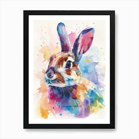 Rabbit Colourful Watercolour 4 Art Print