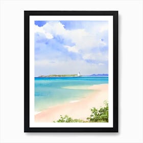 West End Bay, Anguilla Watercolour Art Print