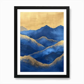 Blue And Gold Mountains 1 Art Print