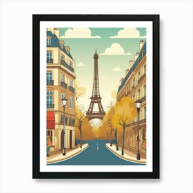 Paris Street With Eiffel Tower Art Print