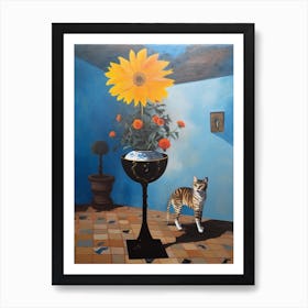Aster With A Cat 2 Dali Surrealism Style Art Print